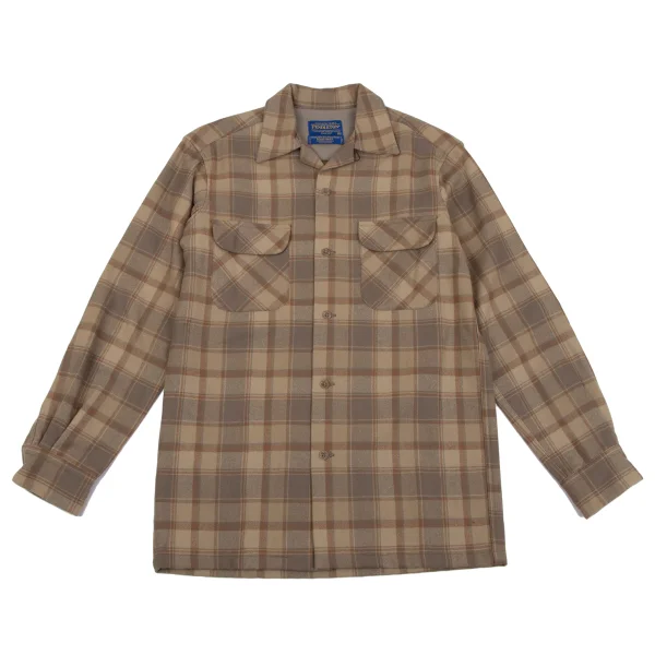 PENDLETON Wool Check Open Collar Board Shirt Brown XXS K-164351_001