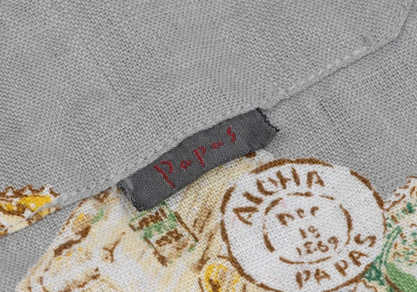 Papas Postage Stamp Printed Open Collar Short Sleeve Shirt K-164352_008