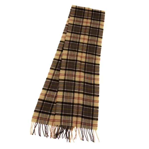 Barbour Wool Check Fringe Scarf Brown,Beige  K-164359_001