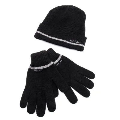 Karl Helmut Logo Embroidery Knit Cap & Glove