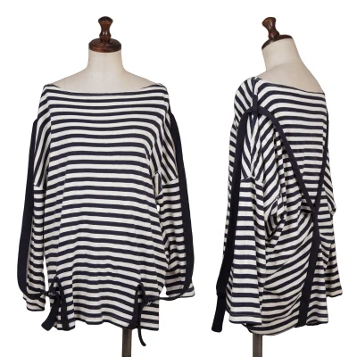 mercibeaucoup Suspender Design Stripe Long Sleeve Top