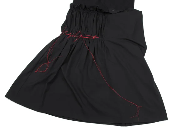 Yohji Yamamoto FEMME Hem Logo Embroidery Gather Dress K-164377_010