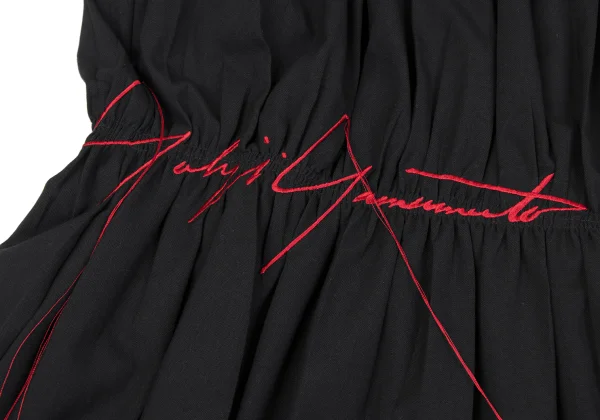 Yohji Yamamoto FEMME Hem Logo Embroidery Gather Dress K-164377_011