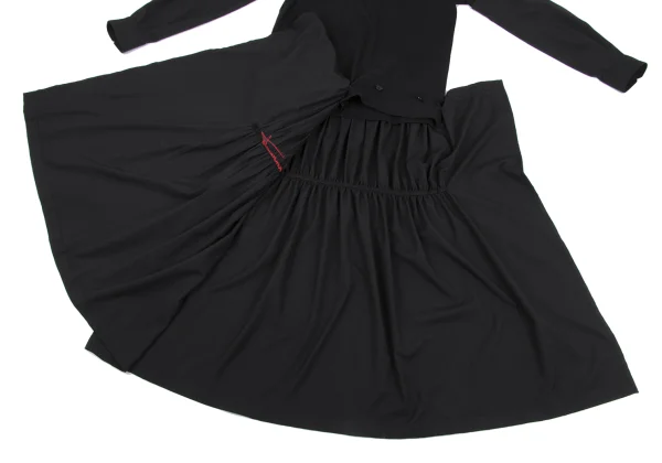 Yohji Yamamoto FEMME Hem Logo Embroidery Gather Dress K-164377_013