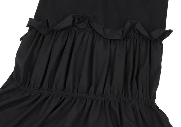 Yohji Yamamoto FEMME Hem Logo Embroidery Gather Dress K-164377_016