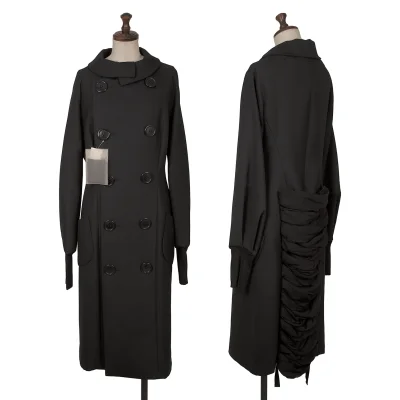 Yohji Yamamoto FEMME Back Silk Gather Design Big Button Coat