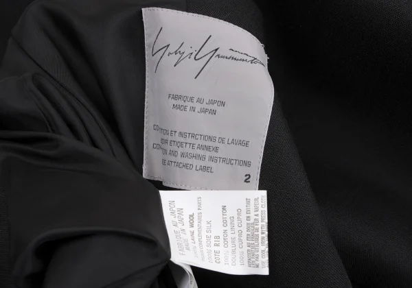 Yohji Yamamoto FEMME Back Silk Gather Design Big Button Coat K-164382_019