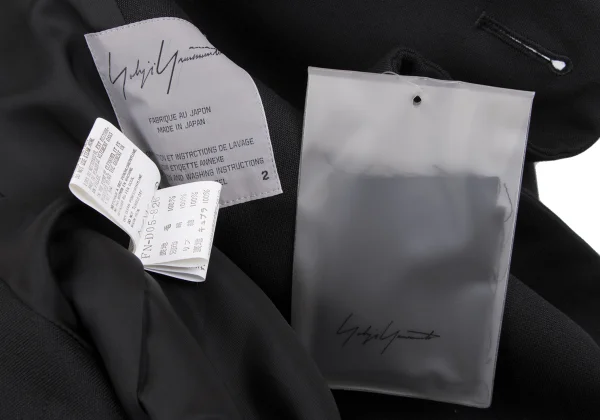 Yohji Yamamoto FEMME Back Silk Gather Design Big Button Coat K-164382_020