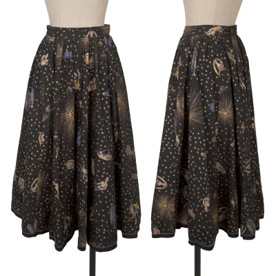 KENZO Cotton Constellation Print Flare Skirt