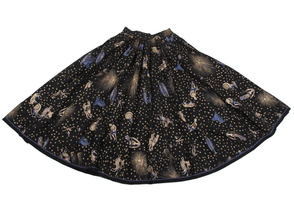 KENZO Cotton Constellation Print Flare Skirt K-164383_002