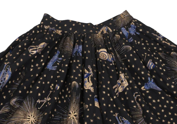 KENZO Cotton Constellation Print Flare Skirt K-164383_003