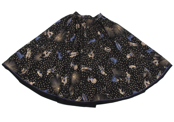 KENZO Cotton Constellation Print Flare Skirt K-164383_010