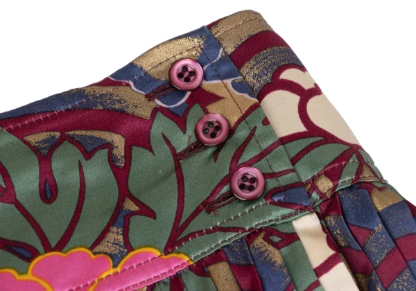 KENZO Rayon Silk Floral Print Accordion Pleated Skirt K-164386_006