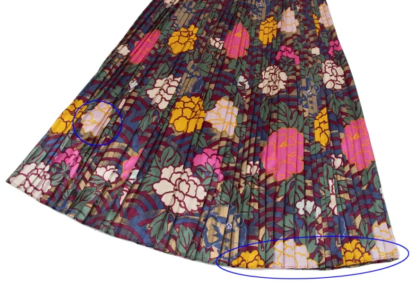 KENZO Rayon Silk Floral Print Accordion Pleated Skirt K-164386_007