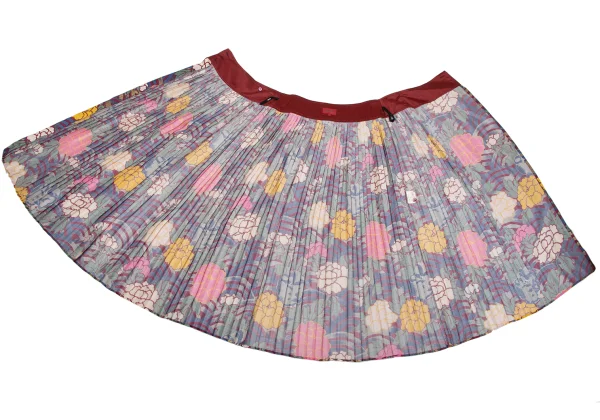 KENZO Rayon Silk Floral Print Accordion Pleated Skirt K-164386_011