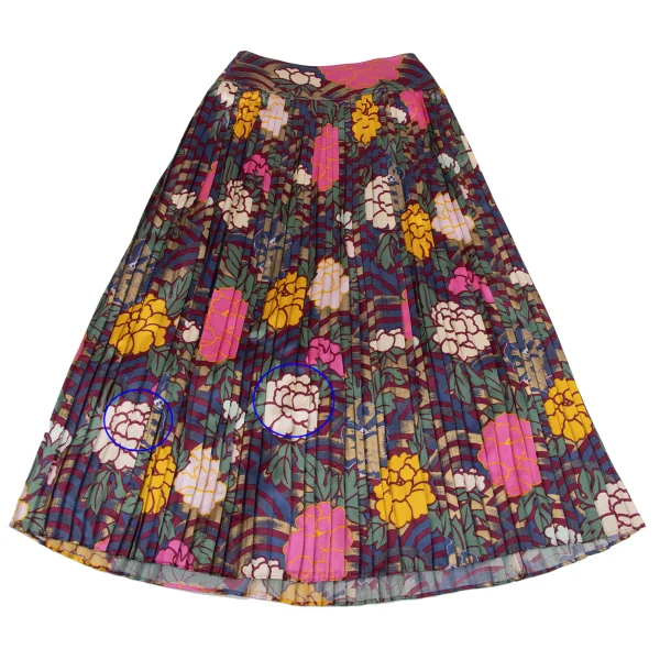 KENZO Rayon Silk Floral Print Accordion Pleated Skirt K-164386_012