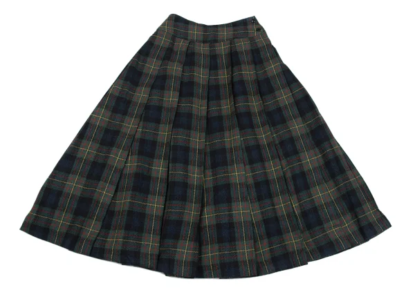 KENZO Wool Silk Pleated Check Skirt K-164387_002