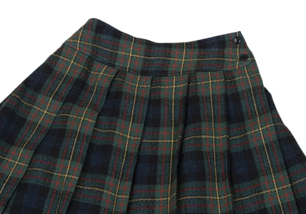 KENZO Wool Silk Pleated Check Skirt K-164387_003