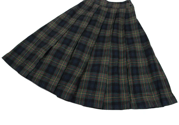 KENZO Wool Silk Pleated Check Skirt K-164387_006