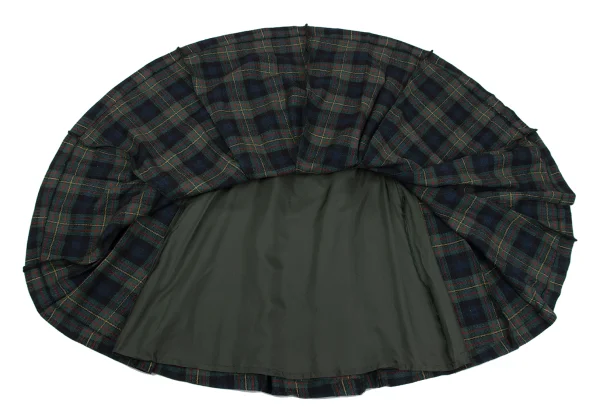 KENZO Wool Silk Pleated Check Skirt K-164387_007