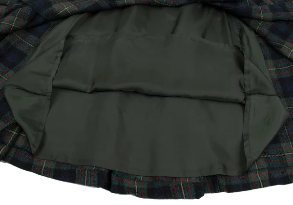 KENZO Wool Silk Pleated Check Skirt K-164387_008