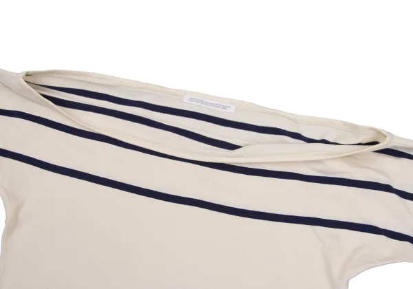 Yohji Yamamoto FEMME Cotton Boat Neck Striped Top K-164404_004