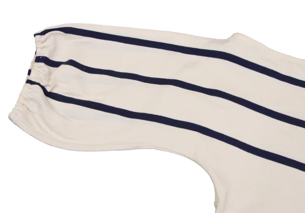 Yohji Yamamoto FEMME Cotton Boat Neck Striped Top K-164404_005