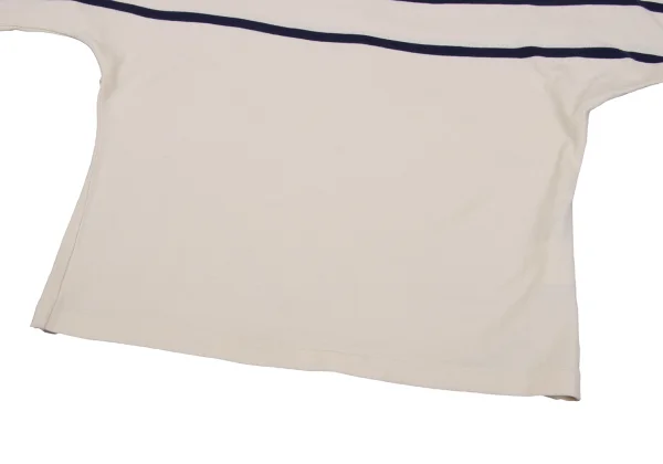 Yohji Yamamoto FEMME Cotton Boat Neck Striped Top K-164404_006