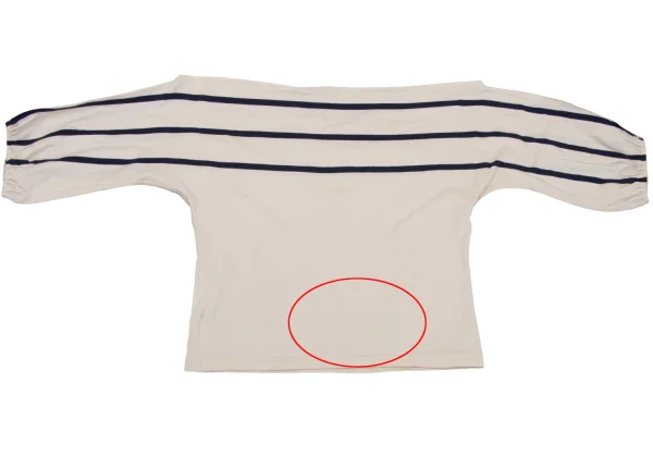 Yohji Yamamoto FEMME Cotton Boat Neck Striped Top K-164404_008