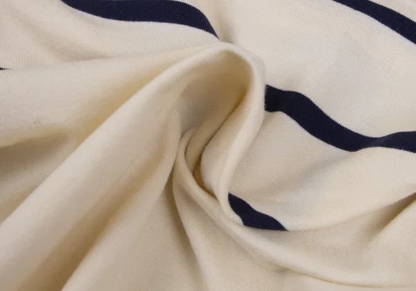 Yohji Yamamoto FEMME Cotton Boat Neck Striped Top K-164404_012