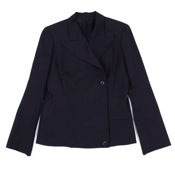 Yohji Yamamoto FEMME Wool Gaba Peak Lapel Double Jacket K-164408_002