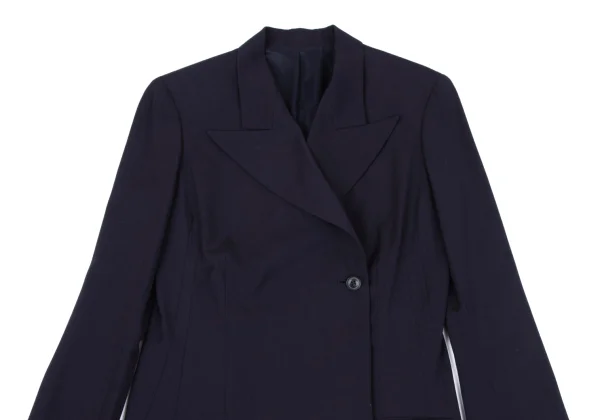 Yohji Yamamoto FEMME Wool Gaba Peak Lapel Double Jacket K-164408_003
