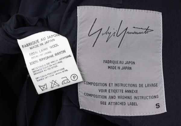 Yohji Yamamoto FEMME Wool Gaba Peak Lapel Double Jacket K-164408_015