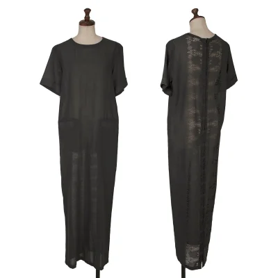 Y's Back See-through Damask Design Short Sleeve Dress