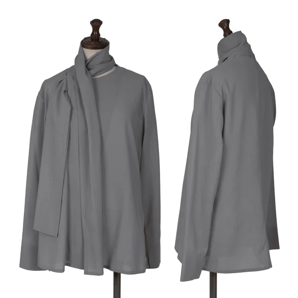 Yohji Yamamoto NOIR Wool Poly Stole Shirt Jacket Grey 2 K-164418_001