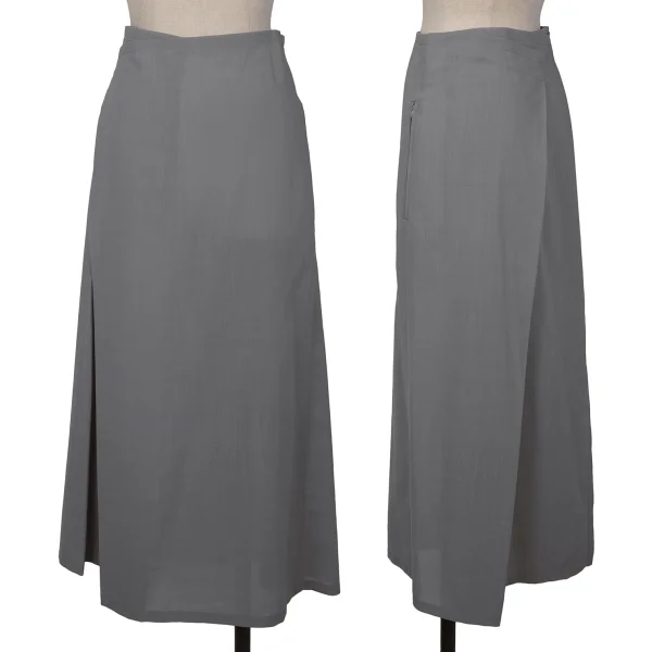 Yohji Yamamoto NOIR Wool Poly Wrap Skirt Grey 2 K-164419_001