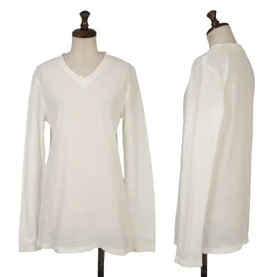 COMME des GARCONS Brushed V-neck Long Sleeve T-shirt