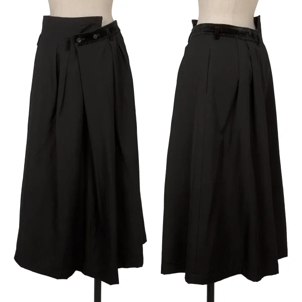 COMME des GARCONS Velour Switching Waist Design Skirt Black M K-164427_001