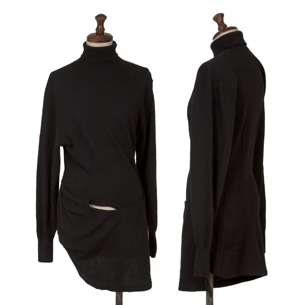 COMME des GARCONS Wool Nylon Wrap Knit Top Black S-M K-164429_001