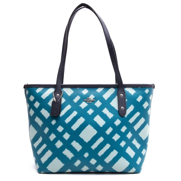 COACH Wild Plaid Leather Tote Bag K-164431_002