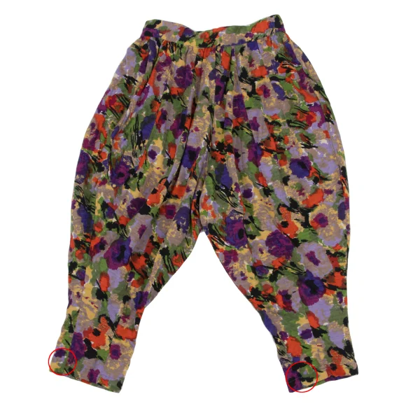 KENZO Floral Print Cropped Wool Knit Pants K-164435_010