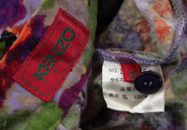 KENZO Floral Print Cropped Wool Knit Pants K-164435_016