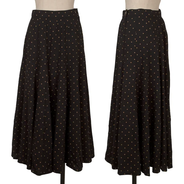 KENZO Dot Printed Wool Flare Skirt Black M K-164438_001