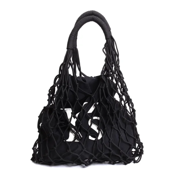 Y's Logo Printed Net Bag Black  K-164457_001