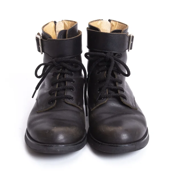 Yohji Yamamoto FEMME Back Riri Zip Belted Leather Boots K-164477_002