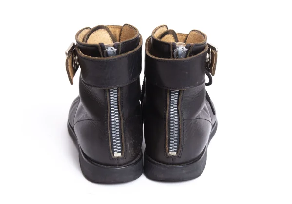 Yohji Yamamoto FEMME Back Riri Zip Belted Leather Boots K-164477_005