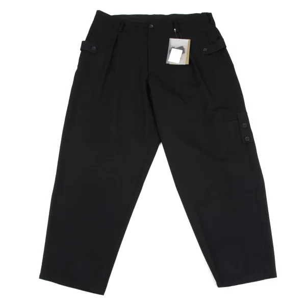 Yohji Yamamoto POUR HOMME Wool Gaba Side Strap Pants Black 3 K-164481_001