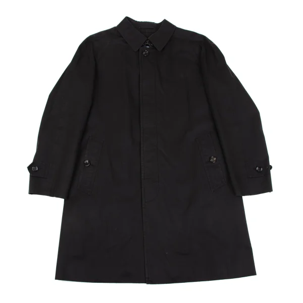 バーバリーBURBERRY LONDON 裏ノバチェックライナー着脱比翼ステンカラーコート 黒LL