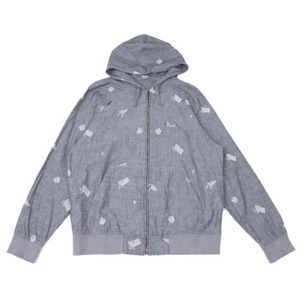 Papas Embroidery Chambray Zip Hoodie Navy 50L K-164504_001