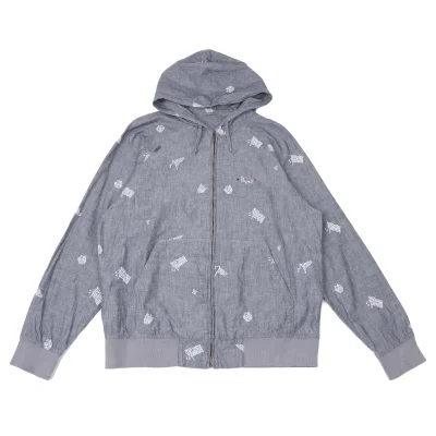 Papas Embroidery Chambray Zip Hoodie
